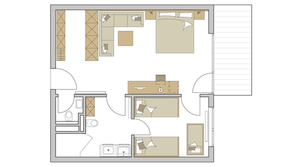 Family-Suite "Superior" 2-Raum Grundriss #1