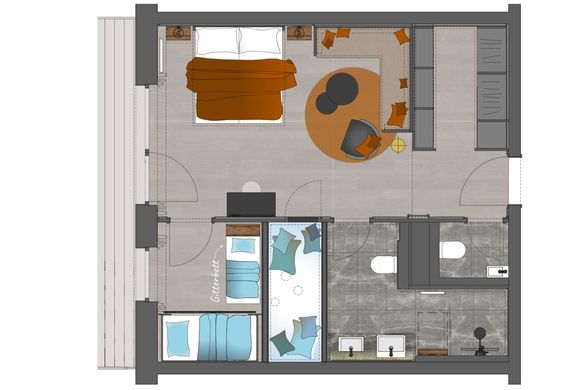 Family-Suite "Deluxe" - Richtung Baustelle Grundriss #1