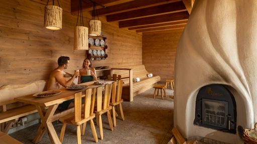 Wärmestube in der Holzfällerhütte